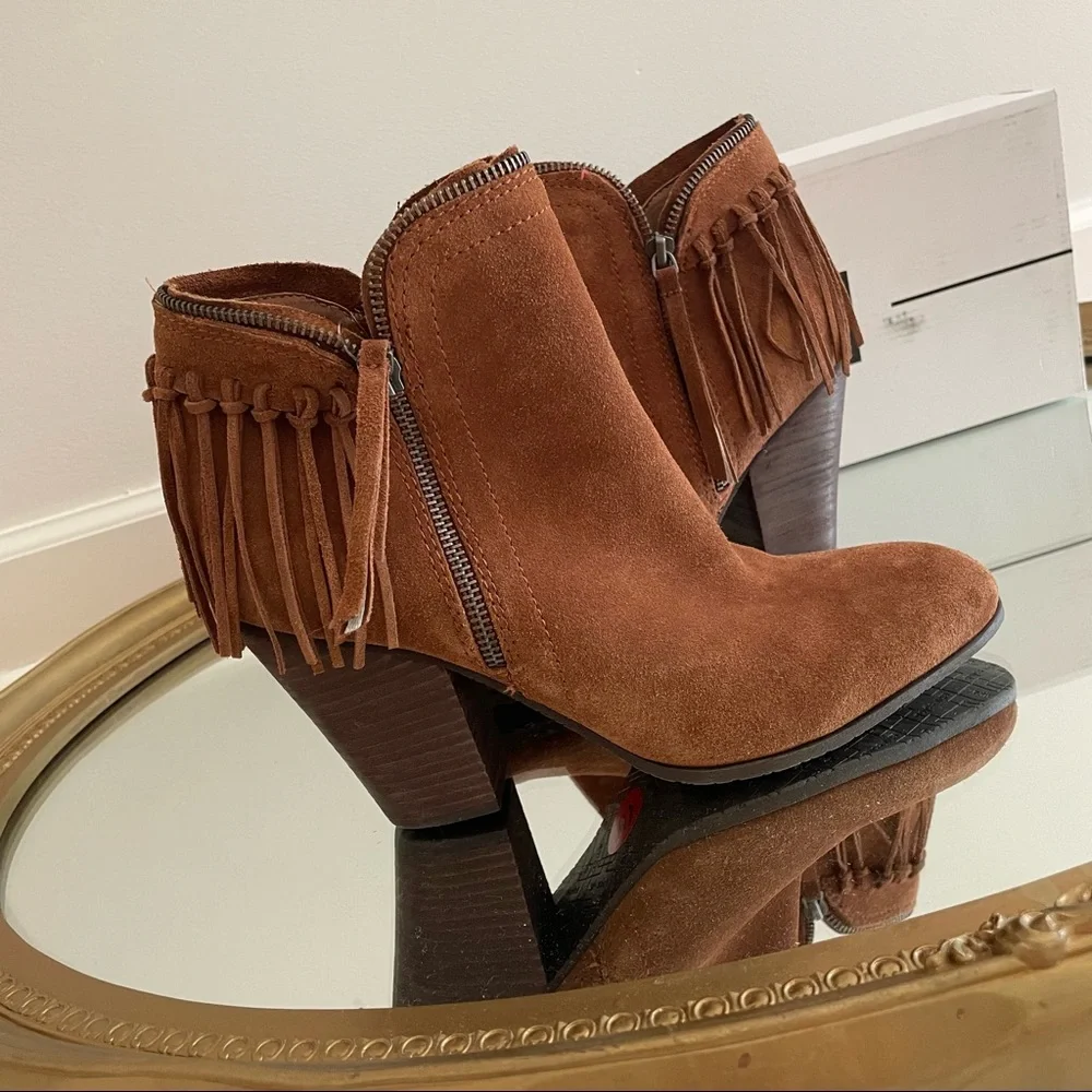 Dolce Vita Size 10 New Fringe Leather Ankle Heeled Booties ~ Shoes